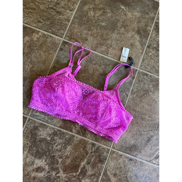 Aerie Real Power Wireless Push Up Joy Convertible Lace Bra Pink Tropics Size 34C - Picture 2 of 8